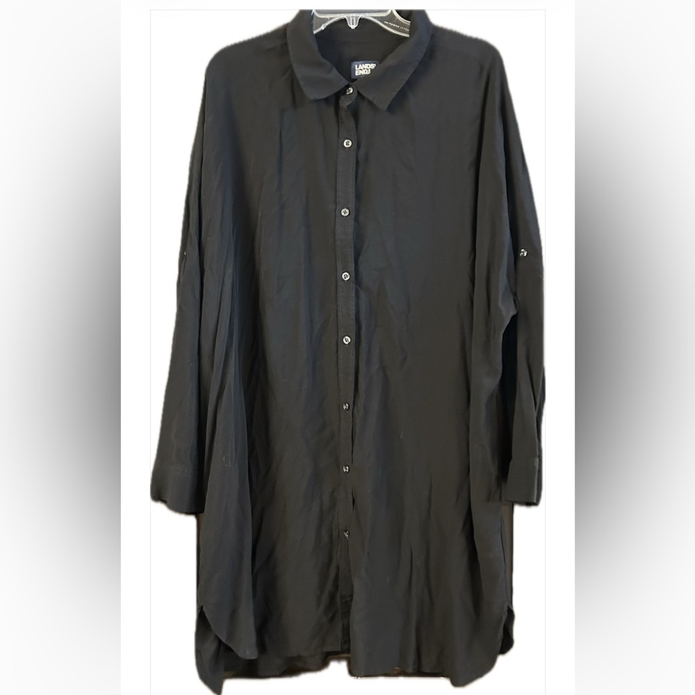 Land’s End Black Button Up Shirt Dress Sz XL/XXL